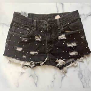 Levi’s x Furst of a Kind Black Distressed Denim Shorts, Size 27 – Studded, Rare